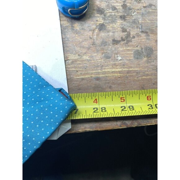 Henri Christian Mens NeckTie Teal with minature Grey Polka Dot Silk - Picture 5 of 5